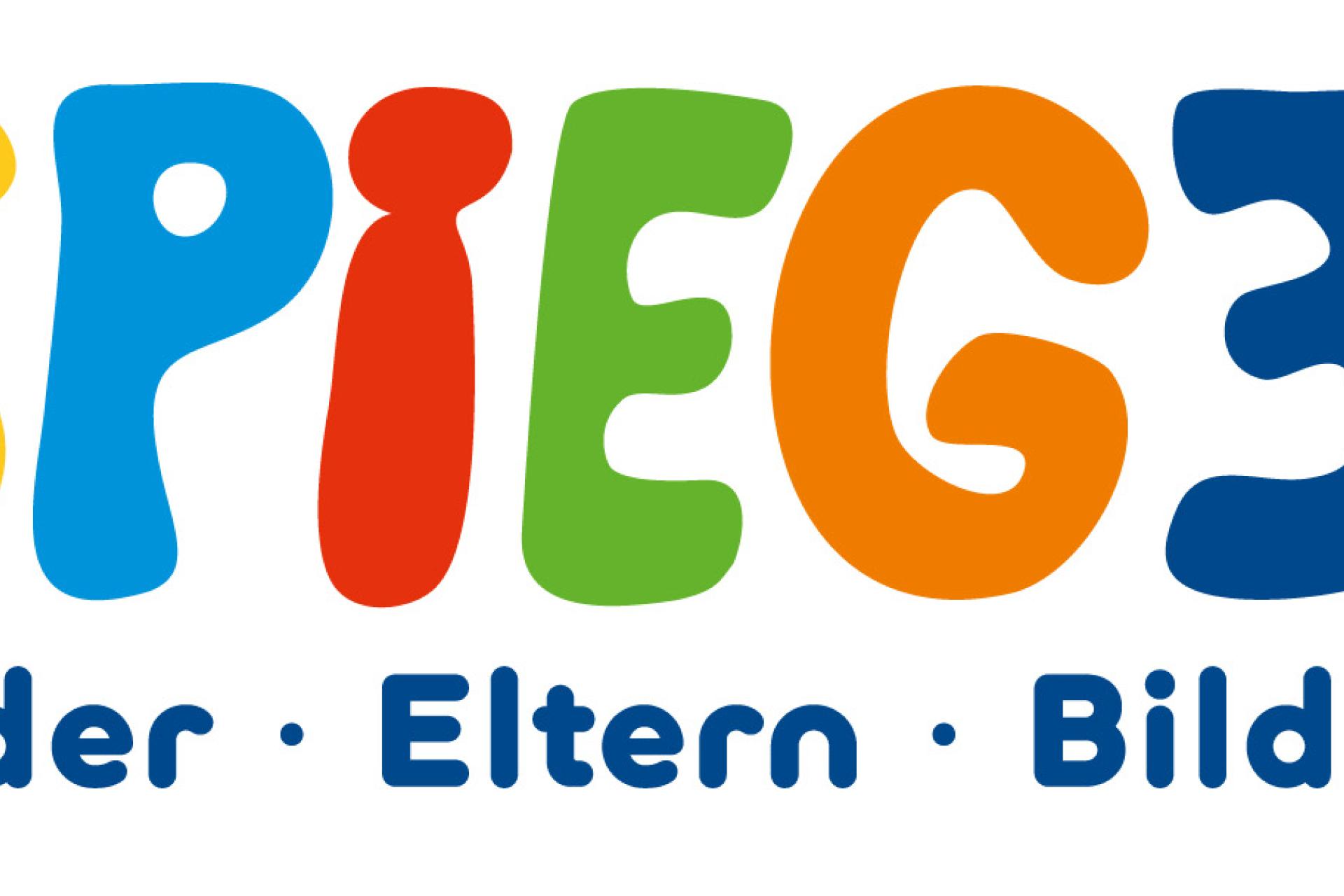 Spiegel Kinder, Eltern, Bildung - Logo in bunter Schrift