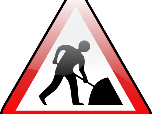 Warnschild Achtung Bauarbeiten
