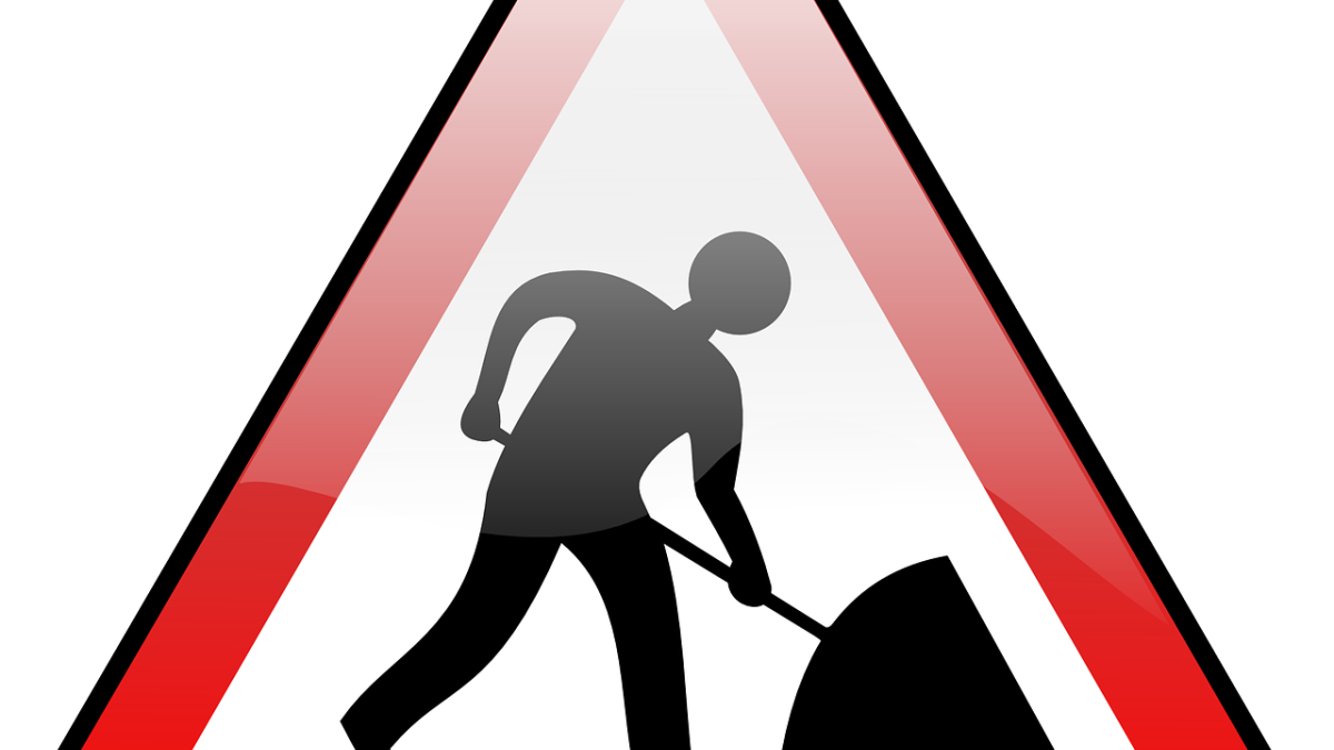 Warnschild Achtung Bauarbeiten